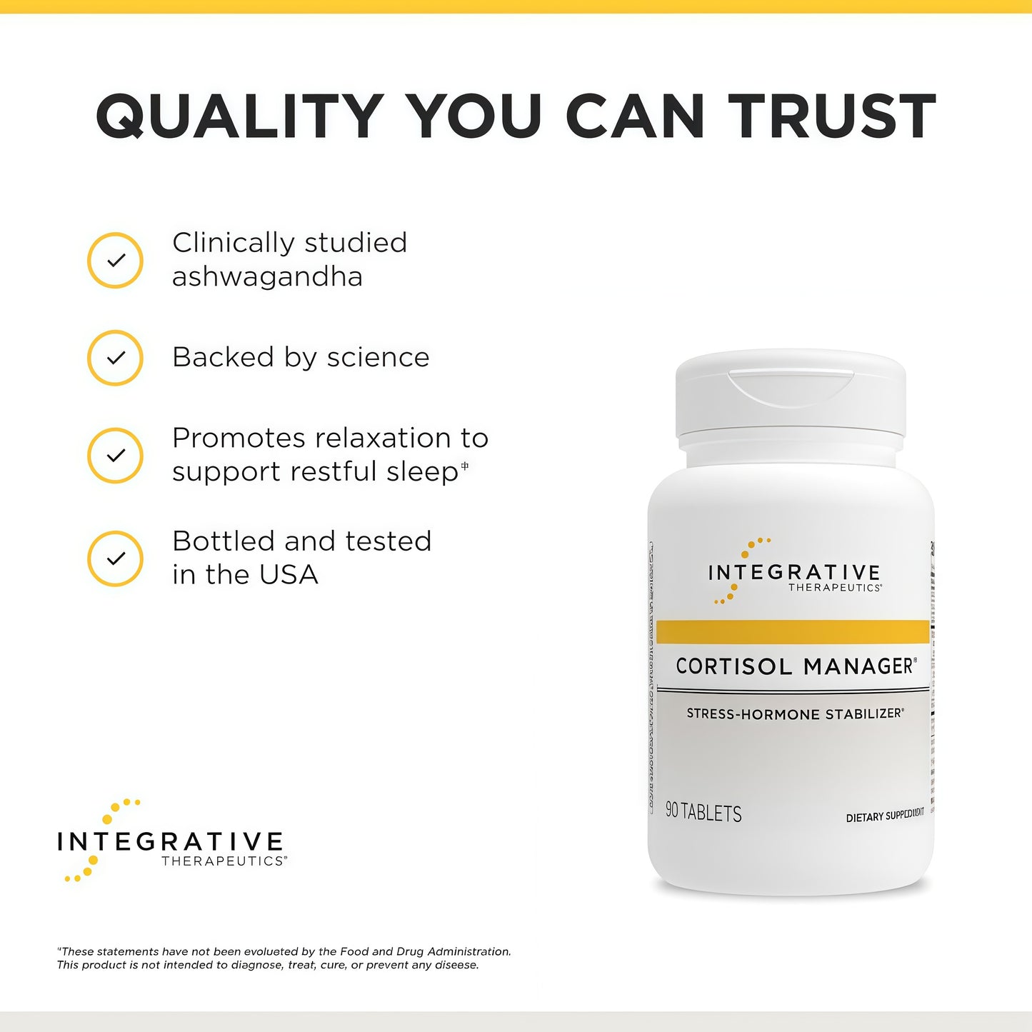 Integrative Therapeutics® Cortisol Manager® – Cortisol Supplements for Men & Women – Stress Hormone Stabilizer – Support Relaxation for Restful Sleep* - Ashwagandha, L-Theanine – 90 Tablets