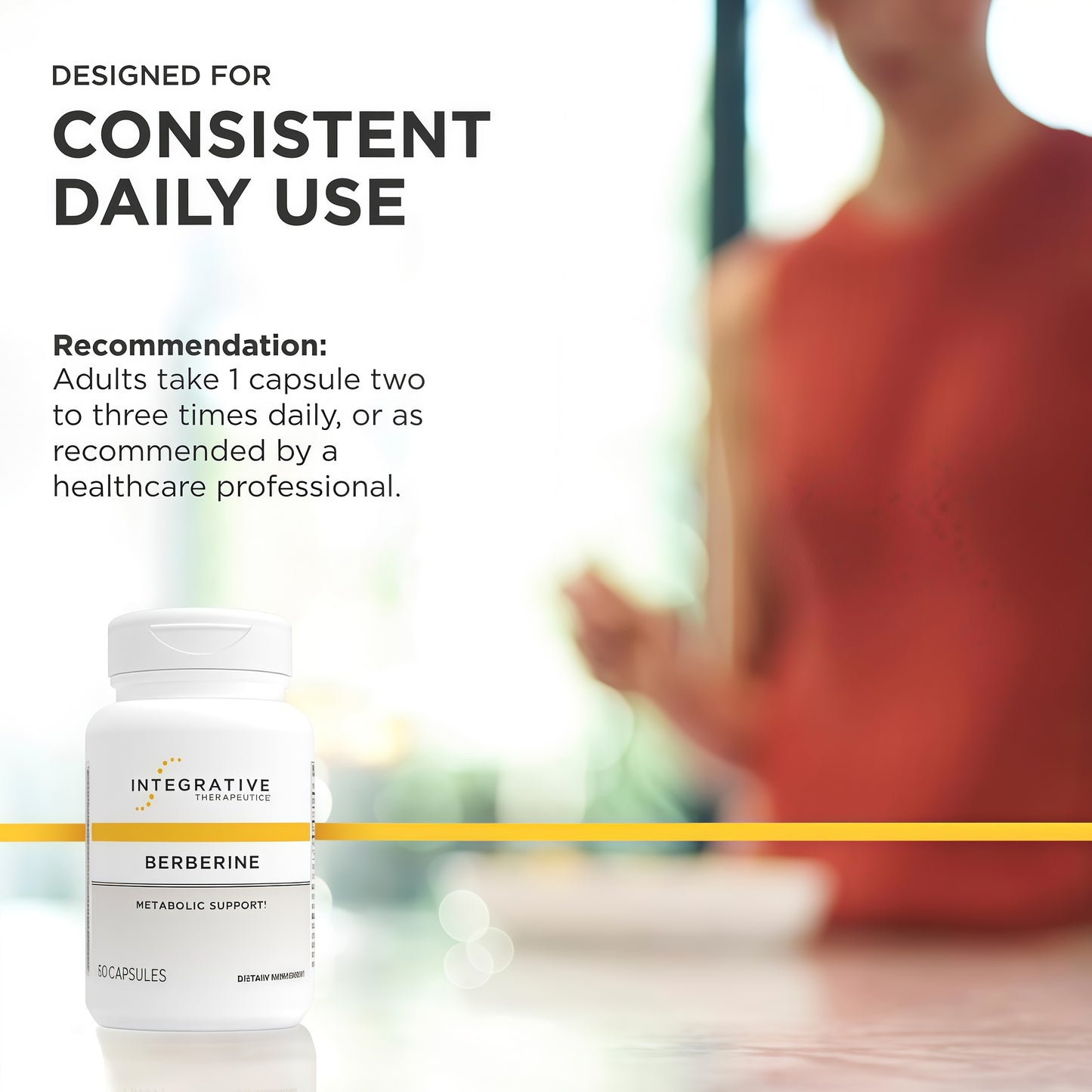 Integrative Therapeutics® Berberine - 1000–1500 mg Daily - Berberine HCL Supplement for Metabolic Support* - Gluten-Free & Vegan Supplements for Men & Women - 60 Capsules