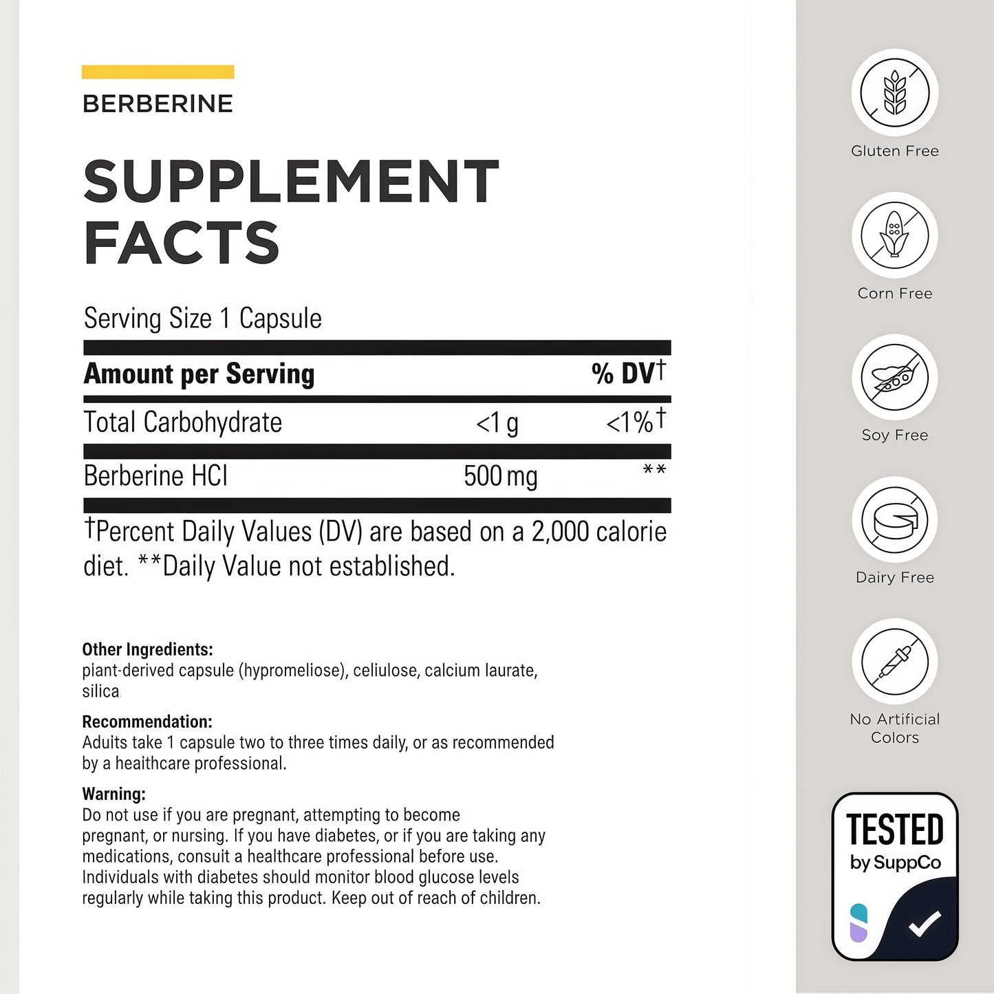 Integrative Therapeutics® Berberine - 1000–1500 mg Daily - Berberine HCL Supplement for Metabolic Support* - Gluten-Free & Vegan Supplements for Men & Women - 60 Capsules