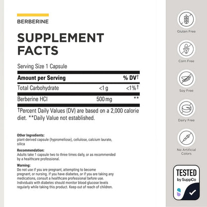 Integrative Therapeutics® Berberine - 1000–1500 mg Daily - Berberine HCL Supplement for Metabolic Support* - Gluten-Free & Vegan Supplements for Men & Women - 60 Capsules